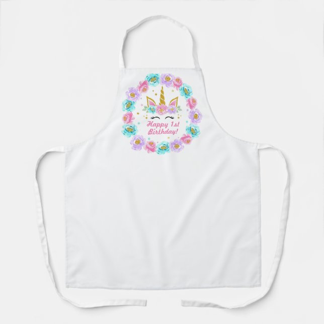 Happy Birthday Unicorn Rose Schürze (Vorderseite)