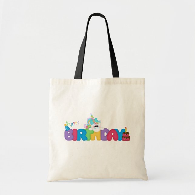 Happy Birthday Unicorn Tote Tasche (Vorne)