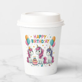 Happy Birthday Unicorns Paper Cups Pappbecher
