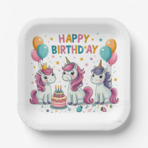 Happy Birthday Unicorns Pappteller