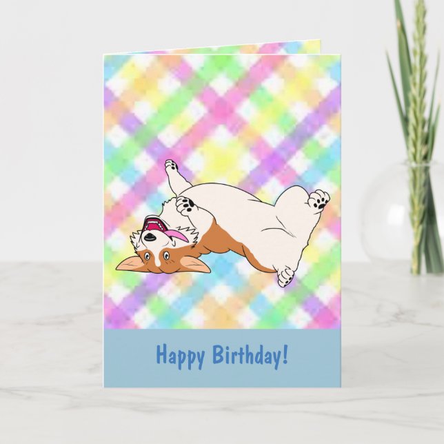 Happy Birthday Upside Down Corgi Cartoon Karte (Vorderseite)