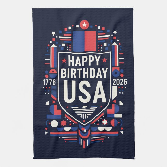 Happy Birthday USA 250 Geschirrtuch (Vertikal)
