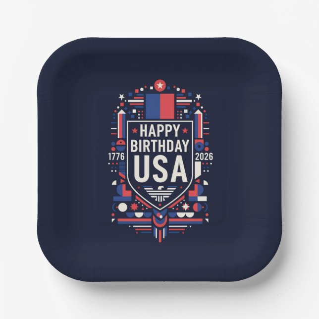 Happy Birthday USA 250 Pappteller (Vorderseite)