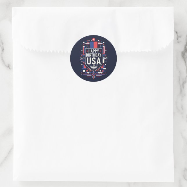 Happy Birthday USA 250 Runder Aufkleber (Tasche)