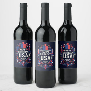 Happy Birthday USA 250 Weinetikett