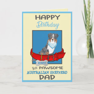Happy Birthday Vater Australian Shepherd maßgeschn Karte