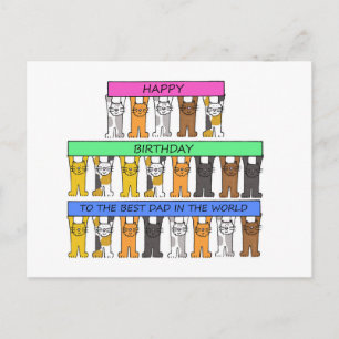 Happy Birthday Vater Cartoon Katzen mit Bannern Postkarte