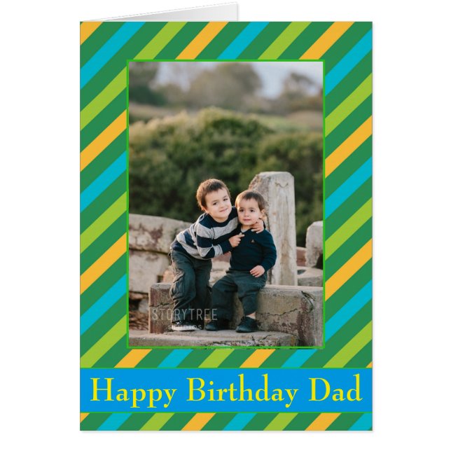 Happy Birthday Vater Diagonal Stripes Foto (Vorne)