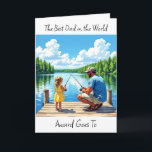 Happy Birthday Vater | Father Fishing mit Tochter Karte<br><div class="desc">Eine sentimental Happy Birthday Karte für Papa. Eine hübsche Abbildung eines Vaters,  der mit seiner Tochter vor einem Pier auf einem See angeln möchte.</div>