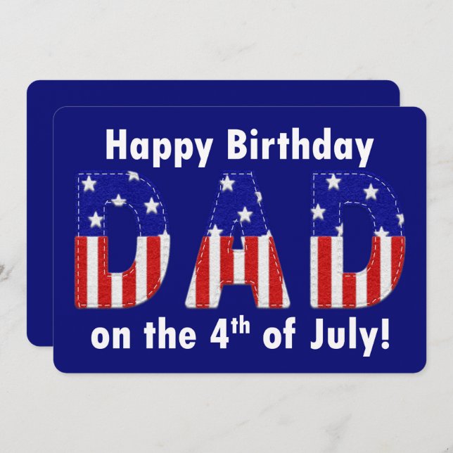 Happy Birthday Vater Felt Look 4. Juli (Vorne/Hinten)