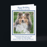 Happy Birthday Vater Funny Dog Welten Bester Hund  Karte<br><div class="desc">Alles Gute zum Geburtstag, der beste Hundevater aller Zeiten! Gib Vater eine niedliche und lustige personalisierte Foto-Karte von seinem Pelzkind an diesem Geburtstag. "Wenn jemand anderes mein Vater wäre, würde ich ihre Schuhe aufkauen, auf ihren Teppich gekackt und dich finden. . " Inside " Glücklichen Geburtstag Vater . Liebe, Name."...</div>