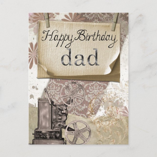 Happy Birthday Vater Postcard Postkarte (Vorderseite)