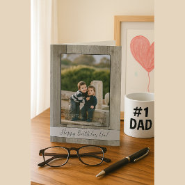 Happy Birthday Vater Rustic Gray Wood Foto Karte
