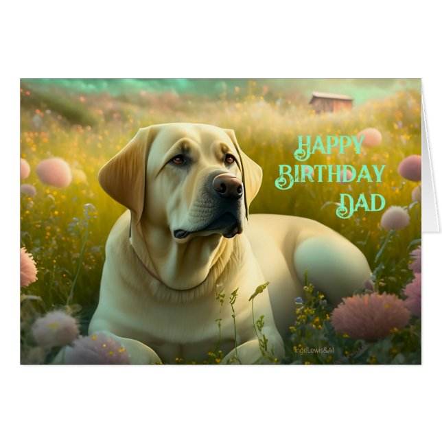 Happy Birthday Vater Tier Hund Niedlicher Labrador (Vorderseite (Horizontal))