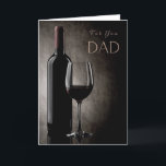 Happy Birthday Vathers Day Red Wine Grußkarte Karte<br><div class="desc">Wünschen Sie Vater am besten mit dieser Rotwein-Flasche mit Glasdesign in tiefen Farbtönen. Ideal für den Weinkeller an seinem Geburtstag, Vatertag oder bei jedem Anlass, den Sie möchten Vater lassen wissen, dass Sie an ihn denken. Diese Karte wird im Inneren leer verlassen, damit Sie Ihre eigene spezielle Nachricht schreiben können....</div>