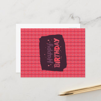 Happy Birthday Vertical Streichornaments Rosa Postkarte