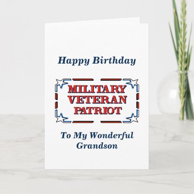 Happy Birthday Veteran Grandson Card Karte (Vorderseite)