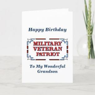 Happy Birthday Veteran Grandson Card Karte