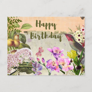 Happy Birthday Vintag Naturekomposition Postkarte
