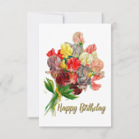 Happy Birthday Vintag Sweet Pea Blume