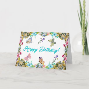 Happy Birthday Vintag Watercolor Blume Karte