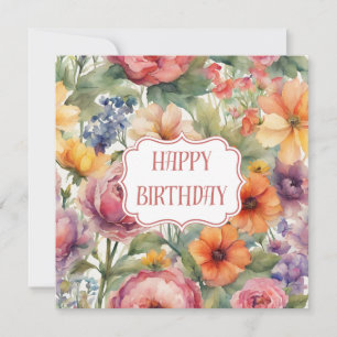 Happy Birthday Vintag Watercolor Garden Blume Karte