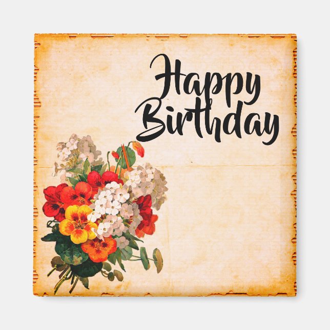 Happy Birthday Vintage anpassbare Magnet (Vorne)