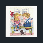 Happy Birthday Vintagen Kids Papier Servietten<br><div class="desc">Design: www.theclipartcorner.com</div>