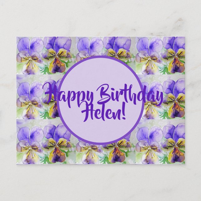 Happy Birthday Viola floral Ladys Name Postcard Postkarte (Vorderseite)