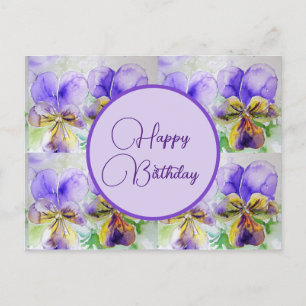 Happy Birthday Viola floral Ladys Postcard Postkarte