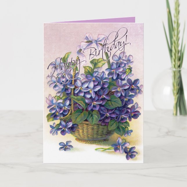 Happy Birthday Violets Card Karte (Vorderseite)