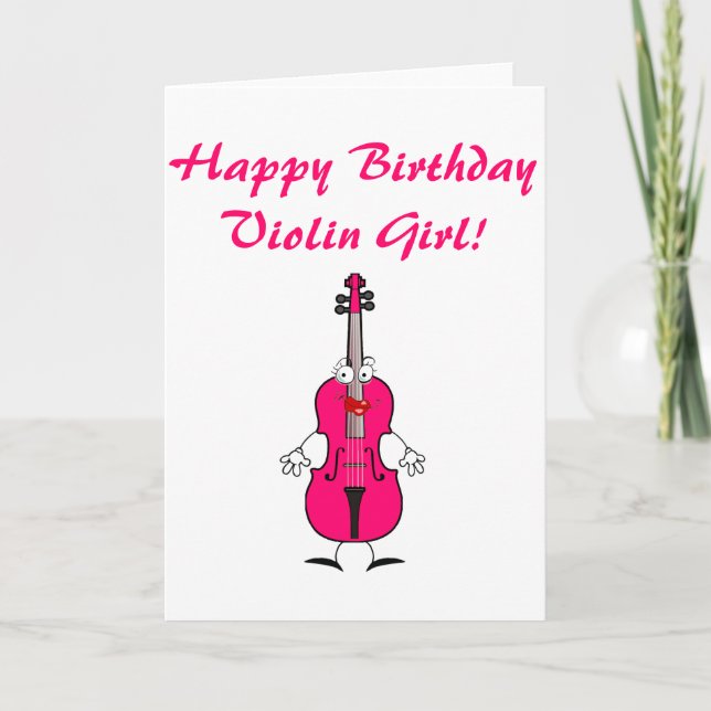 Happy Birthday Violin Girl Karte (Vorderseite)