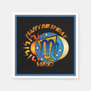Happy Birthday Virgo Zodiac Birth Sign Napkins Serviette