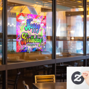 Happy Birthday Vista Express-Fensterheber Fensteraufkleber