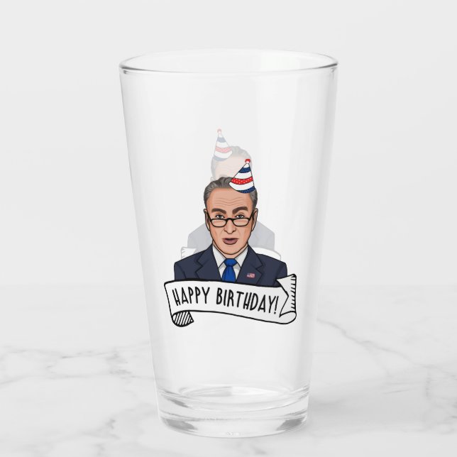Happy Birthday von Chuck Schumer Glas (Rückseite)