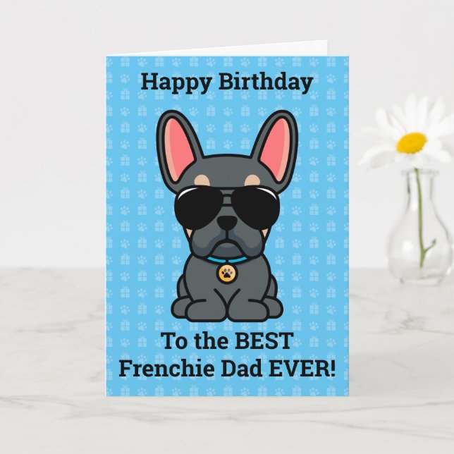 Happy Birthday von Hund Blue Tan French Bulldog Karte (Kleine Pflanze)
