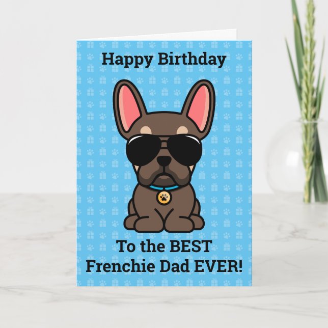Happy Birthday von Hund Brown Tan French Bulldog Karte (Vorderseite)