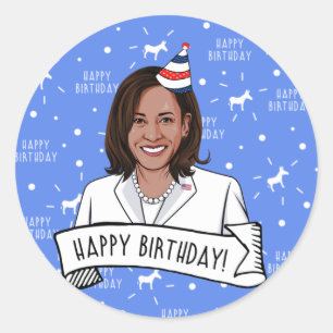 Happy Birthday von Kamala Harris Runder Aufkleber