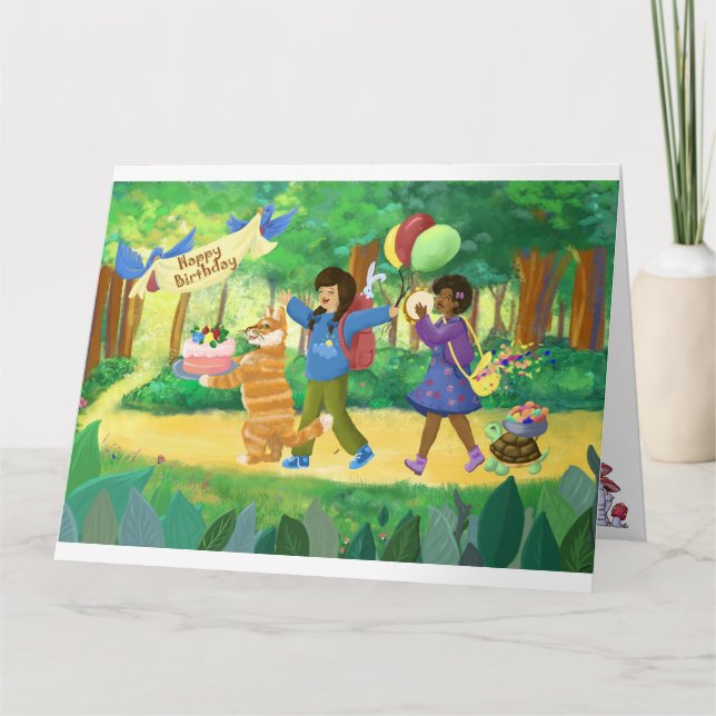 Happy Birthday Wald Party Karte (Vorderseite)