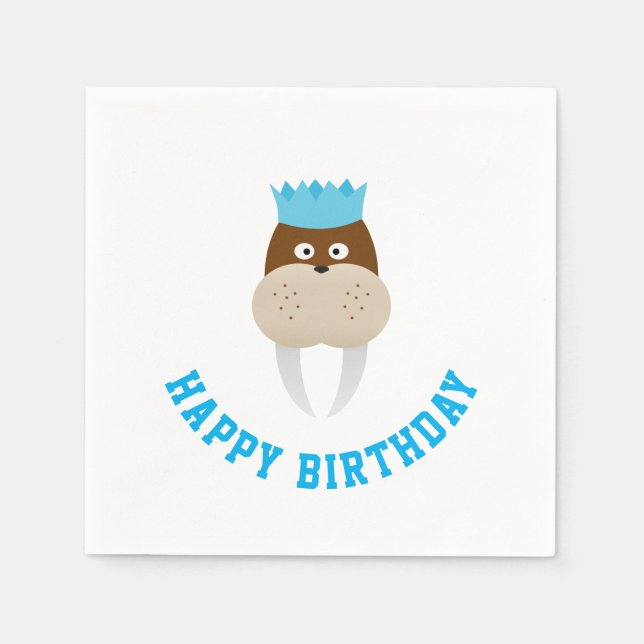Happy Birthday Walrus Serviette (Vorderseite)