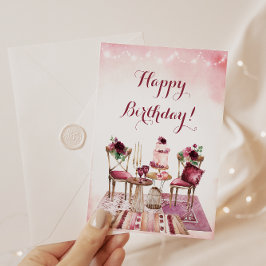Happy Birthday Watercolor Boho Floral Karte