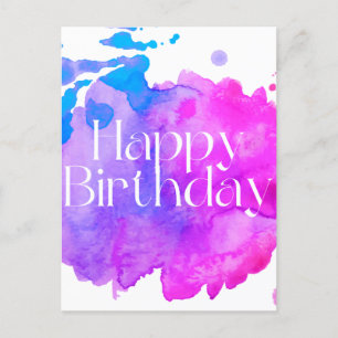 Happy Birthday Watercolor Card Postkarte