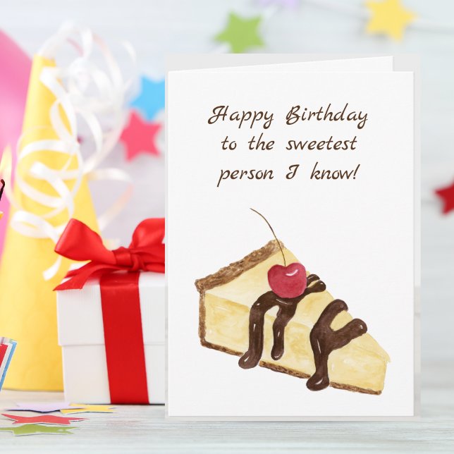 Happy Birthday Watercolor Cheesecake Chocolate Karte (Satisfy Their Sweet Tooth: Personalize a Cheesecake Delight for their Birthday!)