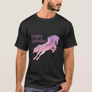 Happy Birthday Watercolor Cowgirl Reiten Ani T-Shirt