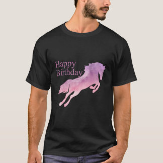 Happy Birthday Watercolor Cowgirl Reiten Ani T-Shirt