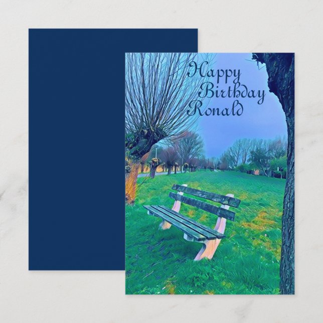 Happy Birthday Watercolor Garden Bench für ihn (Vorne/Hinten)