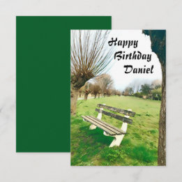 Happy Birthday Watercolor Garden Bench für ihn