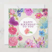 Happy Birthday Watercolor Garden Blume