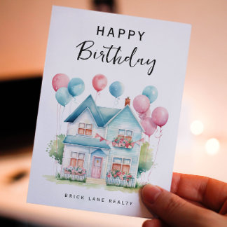 Happy Birthday Watercolor House Real Anwesen Feiertagspostkarte