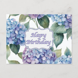 Happy Birthday Watercolor Hydrangea Blume Postkarte